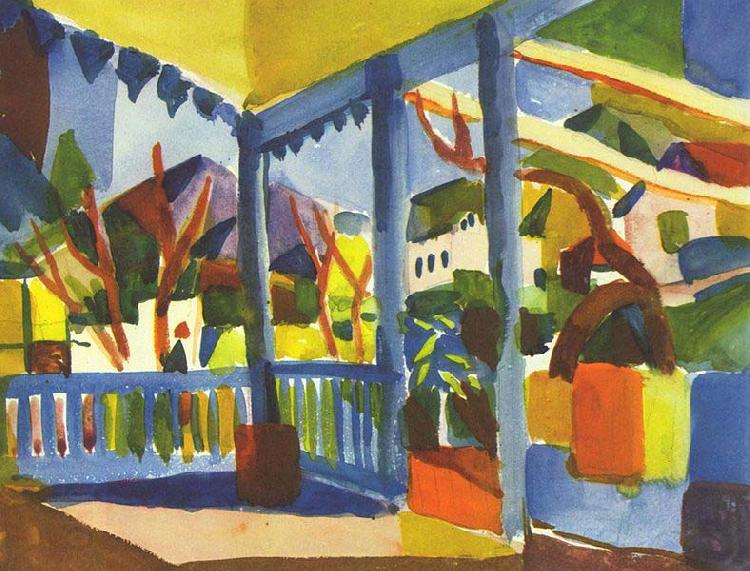 August Macke Terrasse des Landhauses in St. Germain oil painting picture